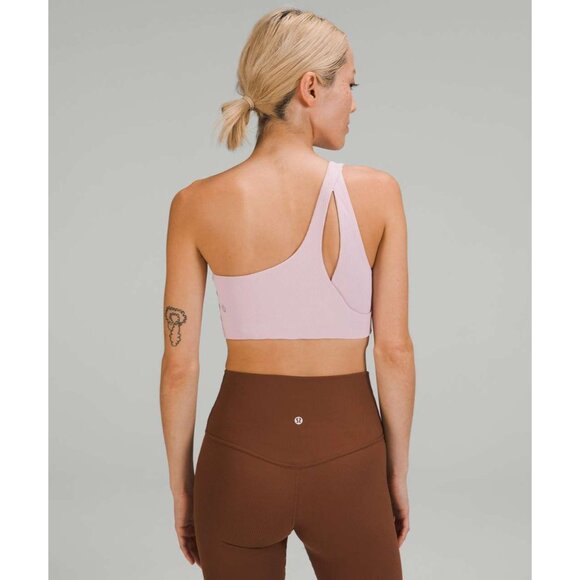 Lululemon Ribbed Nulu Pink Asymmetrical Yoga Light Support, A/B Cup Bra Sz 10 - Picture 4 of 6